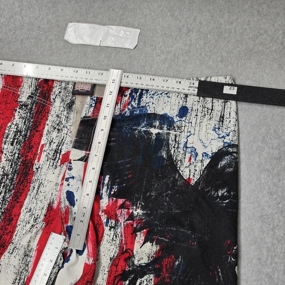 MMA Elite Men Activewear Shorts XL Red Graphic Flag Eagle Grunge Y2K 10